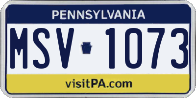 PA license plate MSV1073