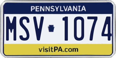 PA license plate MSV1074