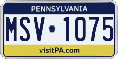 PA license plate MSV1075
