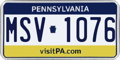 PA license plate MSV1076