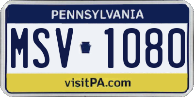 PA license plate MSV1080