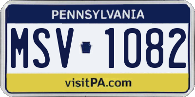 PA license plate MSV1082