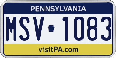 PA license plate MSV1083