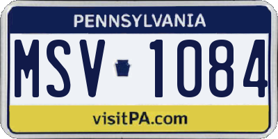 PA license plate MSV1084