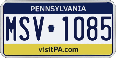 PA license plate MSV1085