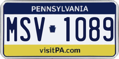 PA license plate MSV1089