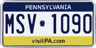 PA license plate MSV1090