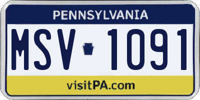 PA license plate MSV1091