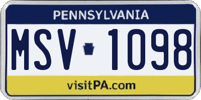 PA license plate MSV1098