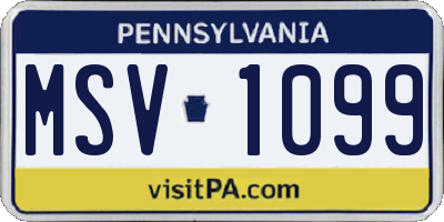 PA license plate MSV1099