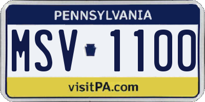 PA license plate MSV1100