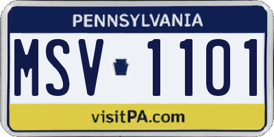 PA license plate MSV1101