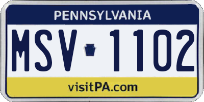 PA license plate MSV1102