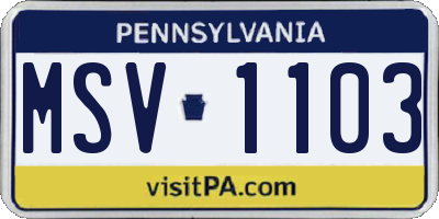 PA license plate MSV1103