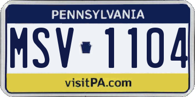 PA license plate MSV1104