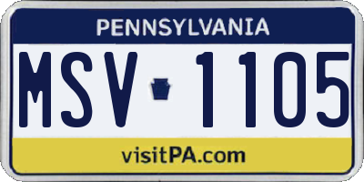PA license plate MSV1105