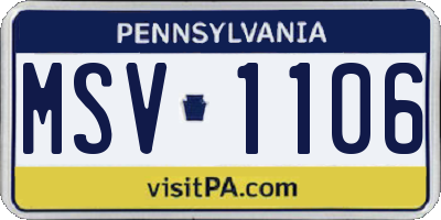 PA license plate MSV1106