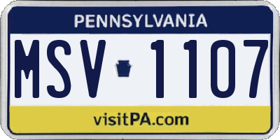 PA license plate MSV1107