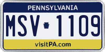 PA license plate MSV1109
