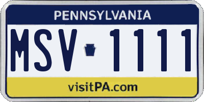 PA license plate MSV1111
