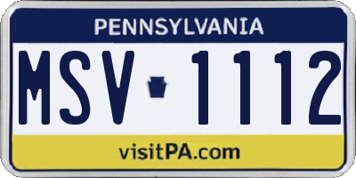 PA license plate MSV1112