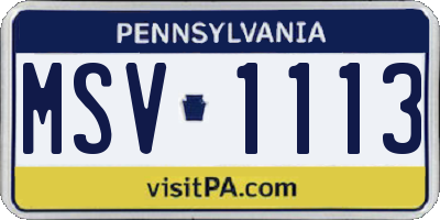 PA license plate MSV1113