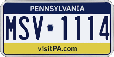 PA license plate MSV1114