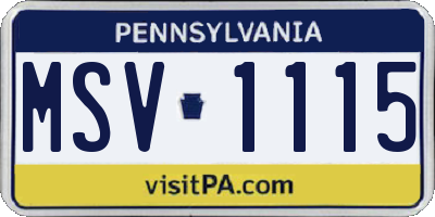 PA license plate MSV1115