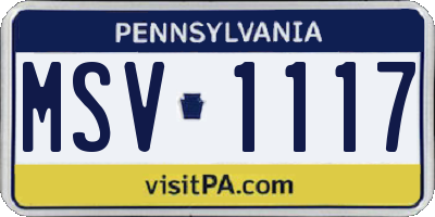 PA license plate MSV1117