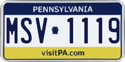 PA license plate MSV1119