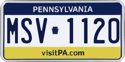 PA license plate MSV1120