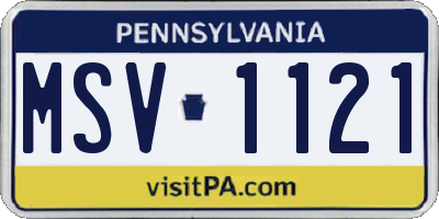 PA license plate MSV1121