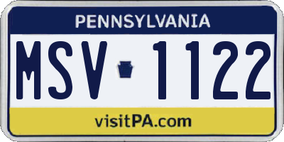 PA license plate MSV1122