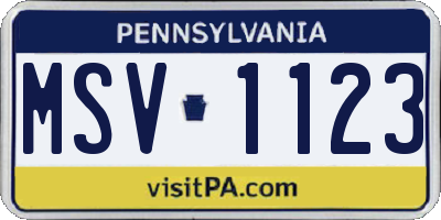 PA license plate MSV1123