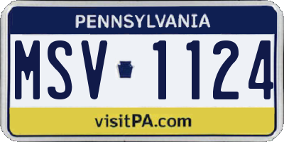 PA license plate MSV1124
