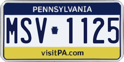 PA license plate MSV1125