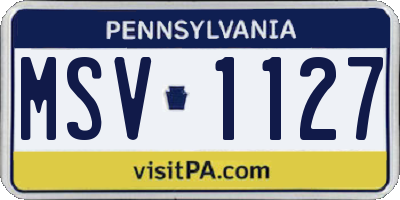 PA license plate MSV1127