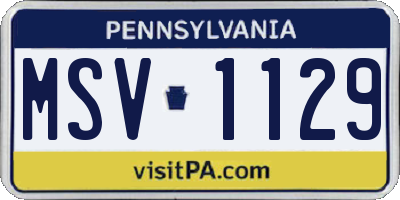 PA license plate MSV1129