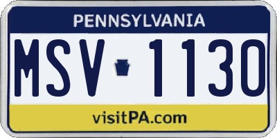 PA license plate MSV1130
