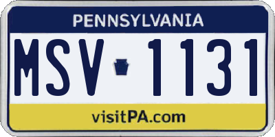 PA license plate MSV1131