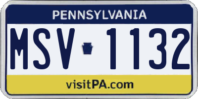 PA license plate MSV1132