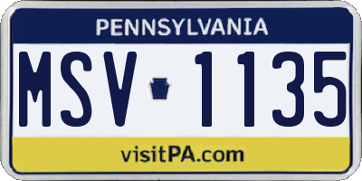 PA license plate MSV1135