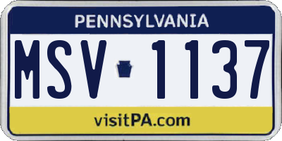 PA license plate MSV1137
