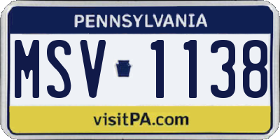 PA license plate MSV1138