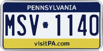 PA license plate MSV1140