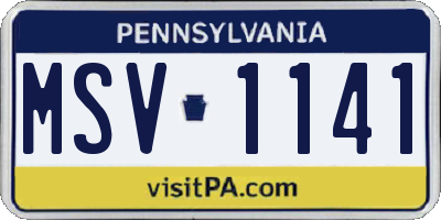 PA license plate MSV1141