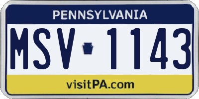 PA license plate MSV1143