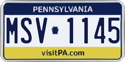 PA license plate MSV1145