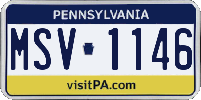 PA license plate MSV1146