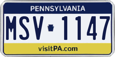 PA license plate MSV1147
